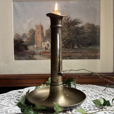 Подсвечник на блюде с подъемным механизмом 22 см латунь Франция уценка