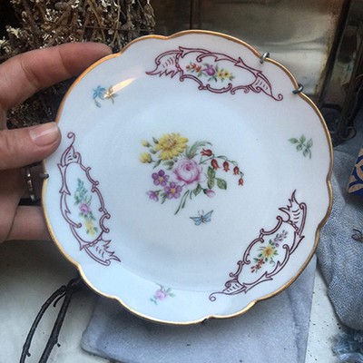 Блюдце Rosenthal букет с розовым пионом и колокольчиками