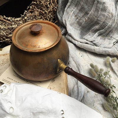 Ковш медь пузатый с деревянной ручкой