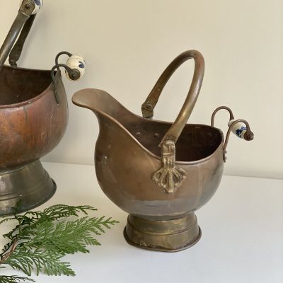 Зольник кашпо 24 см медь керамическая ручка