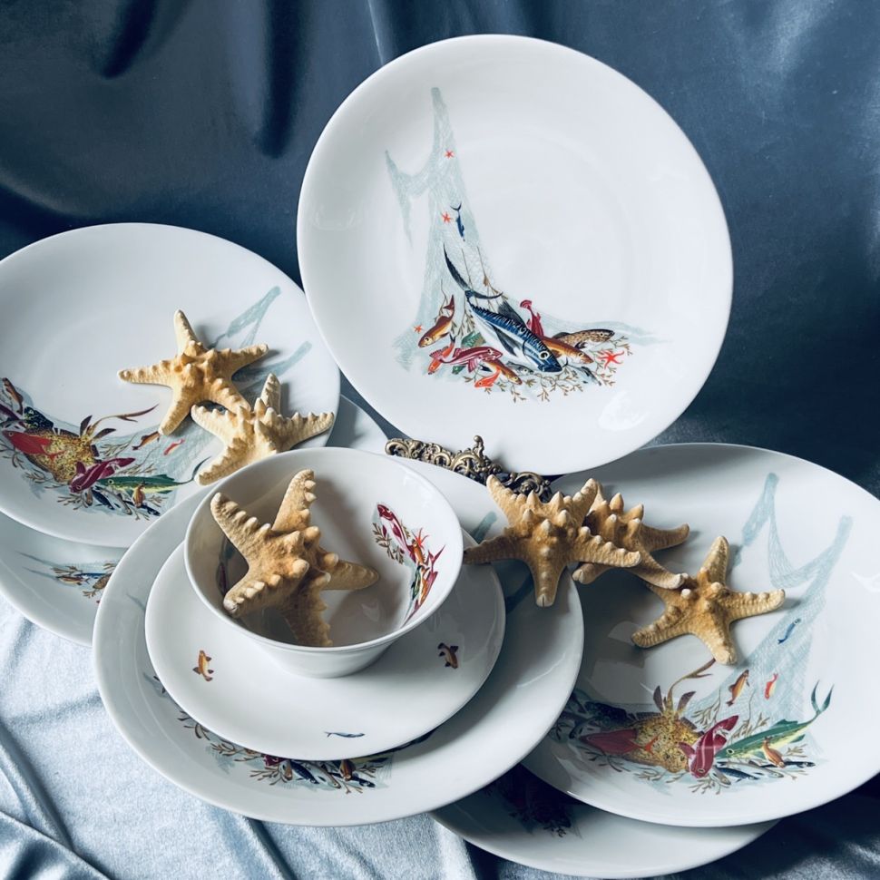 Тарелка Limoges Рыбы 24 см фарфор Франция