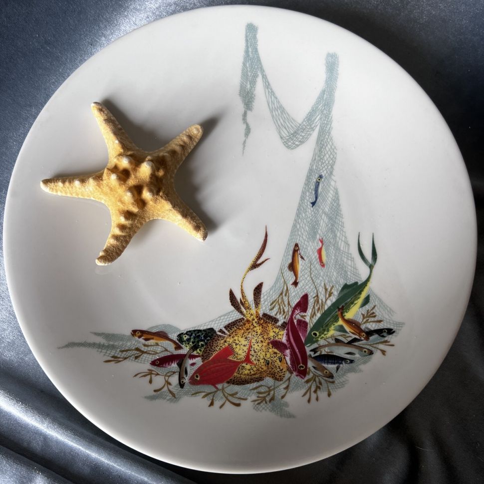 Тарелка Limoges Рыбы 24 см фарфор Франция