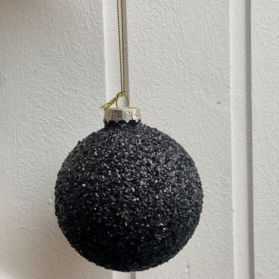 Шар елочный 8 см графитовый стекло
