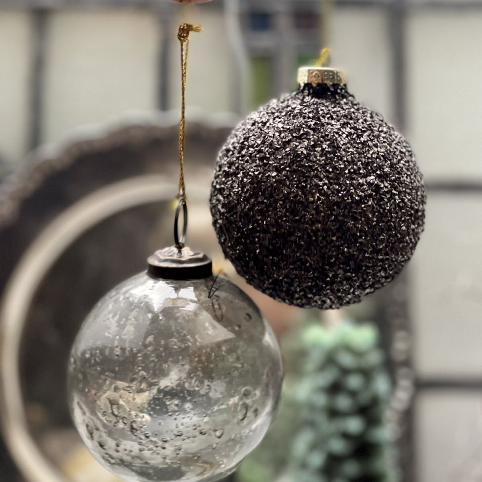 Шар елочный 8 см графитовый стекло