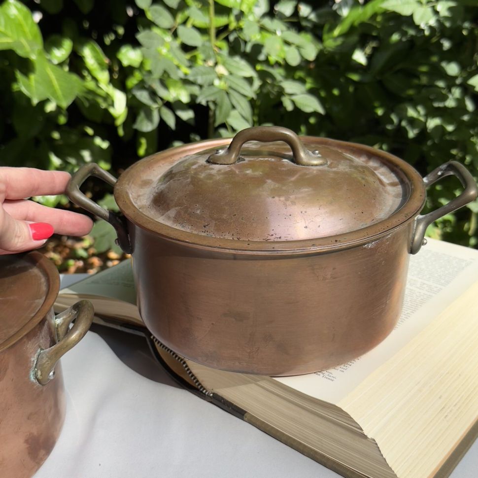 Кастрюля с крышкой 2,7 л медь латунь 