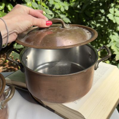 Кастрюля с крышкой 2,7 л медь латунь 