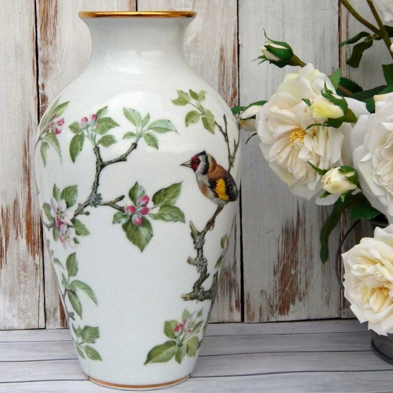 Ваза Franklin Porcelain The Woodland Bird 30 см фарфор Япония 1981 г.