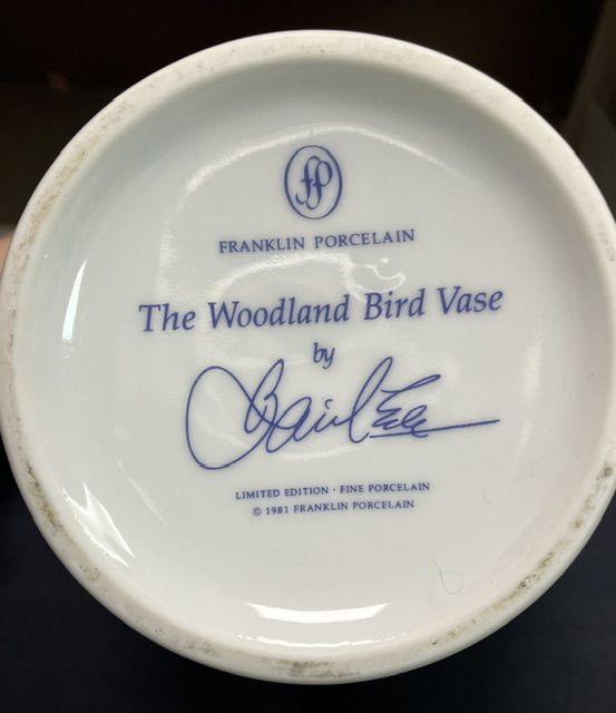 Ваза Franklin Porcelain The Woodland Bird 30 см фарфор Япония 1981 г.