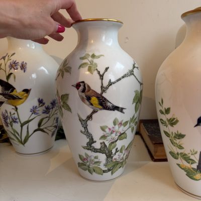 Ваза Franklin Porcelain The Woodland Bird 30 см фарфор Япония 1981 г.