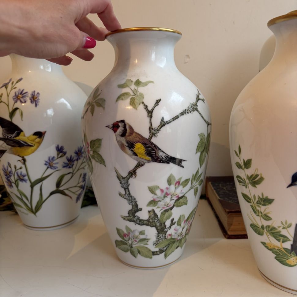 Ваза Franklin Porcelain The Woodland Bird 30 см фарфор Япония 1981 г.