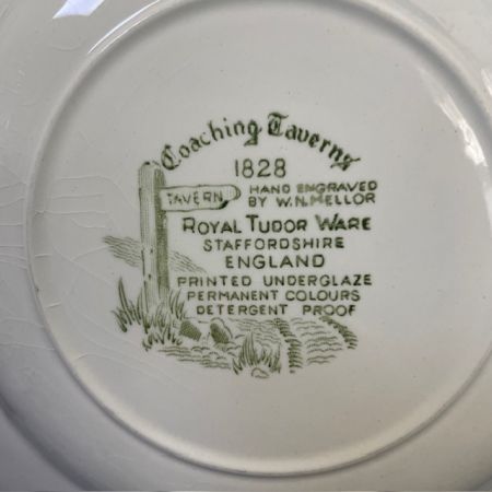 Тарелка Royal Tudor Ware Coaching Taverns зеленая 20 см Англия    
