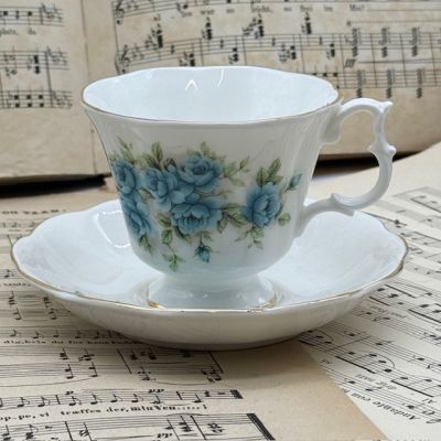 Чайная пара Royal Albert голубые розы 200 мл Англия 