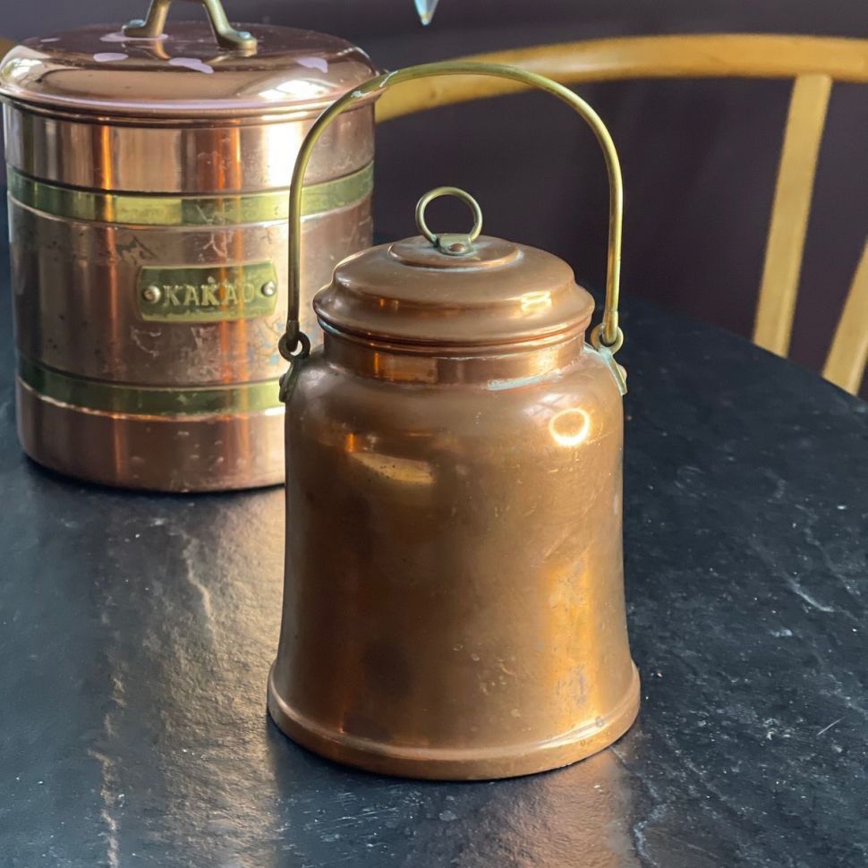 Банка бидон с крышкой 12 см медь