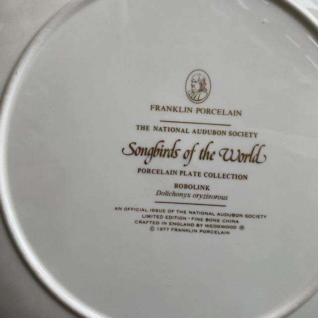 Тарелка Franklin Porcelain Wedgwood Songbirds of the World Bobolink 1977 г 28 см