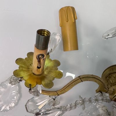 Бра настенное на 2 ламы 25 см латунь хрусталь Франция       