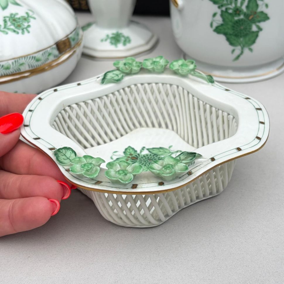Миска с ажурным краем сухарница квадратная  Herend Apponyi Chinese Bouquet предзаказ