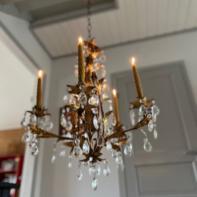 Подсвечник потолочный на 5 свечей металл хрусталь