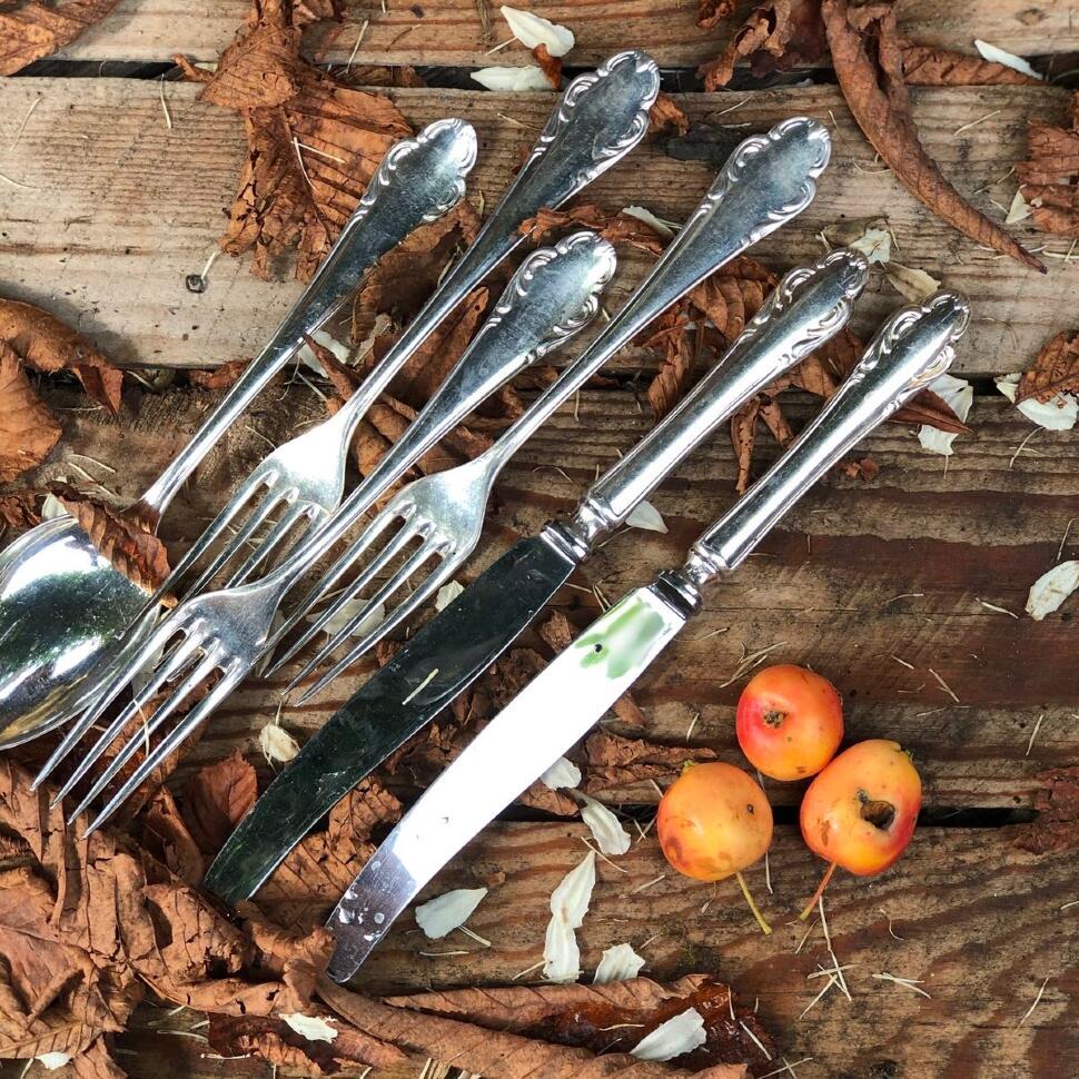 Вилка столовая 18 см мельхиор гравировка