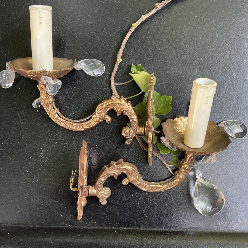 Бра настенное на 1 лампу 18 см бронза Франция   