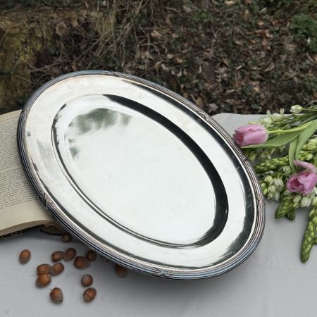 Блюдо поднос Wiskemann 49х33 см мельхиор серебрение Бельгия