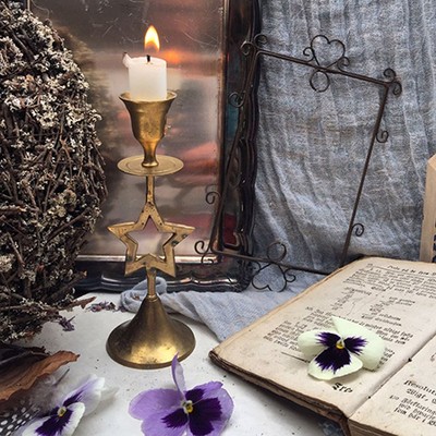 Подсвечник Звезда на одну свечу латунь