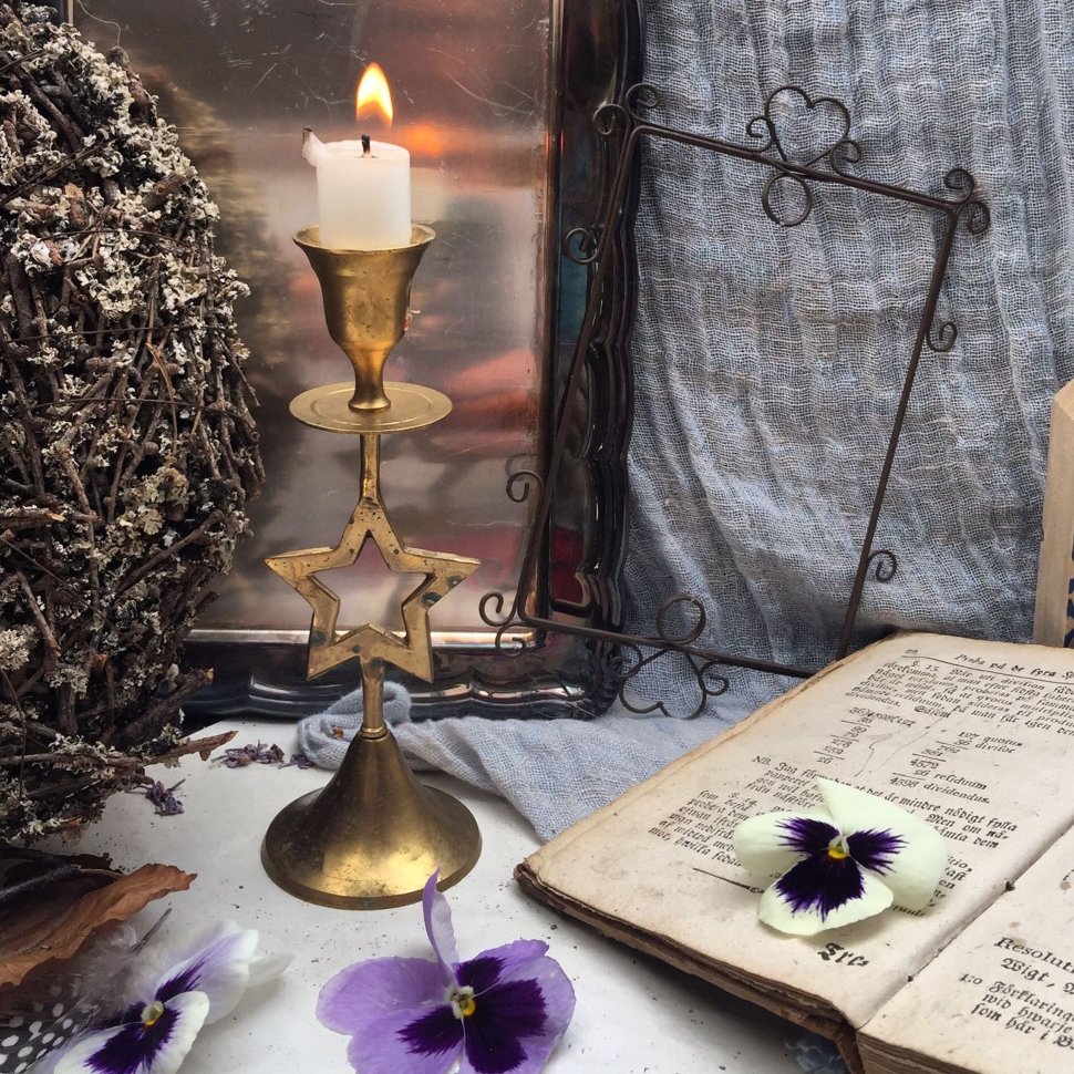 Подсвечник Звезда на одну свечу латунь