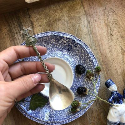 Ложка лопатка для сахара или соли латунь серебрение