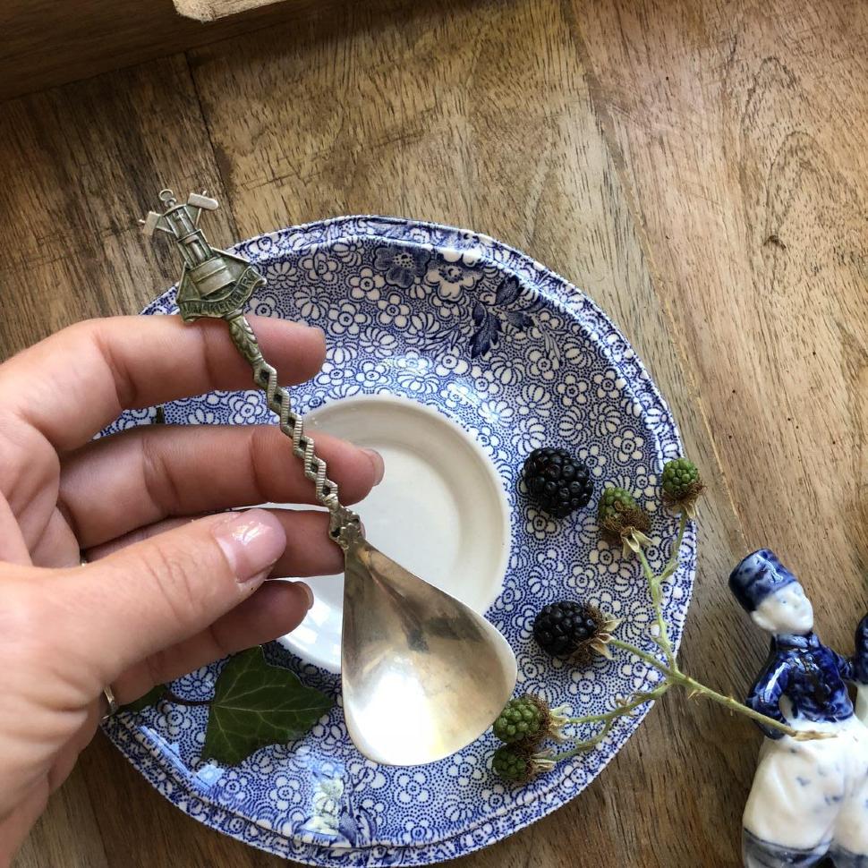 Ложка лопатка для сахара или соли латунь серебрение