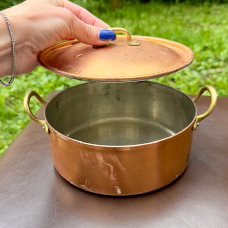 Кастрюля с крышкой медь латунь 1,5 л Франция