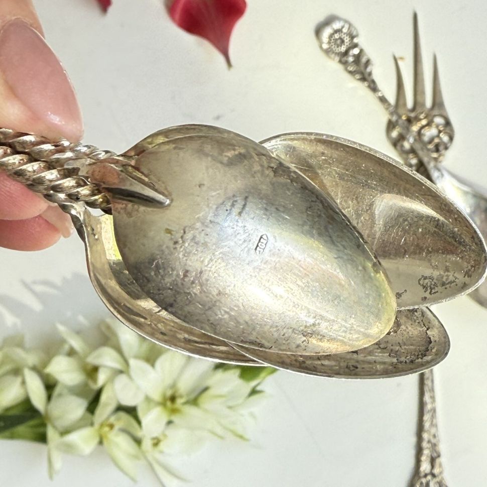 Ложка кофейная Желудь 11 см серебро  