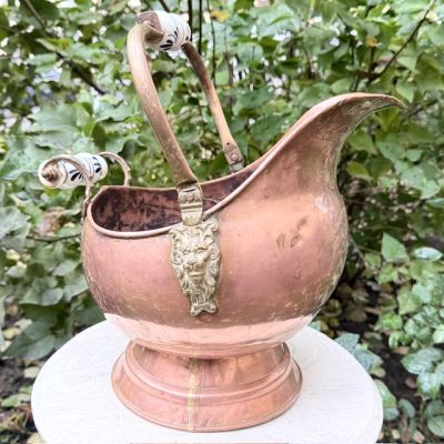  Зольник с фаянсовыми ручками 42 см  Голландия медь латунь 