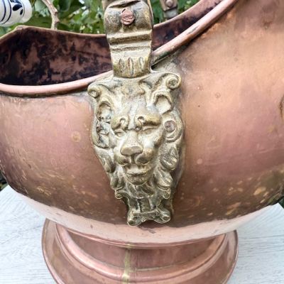  Зольник с фаянсовыми ручками 42 см  Голландия медь латунь 