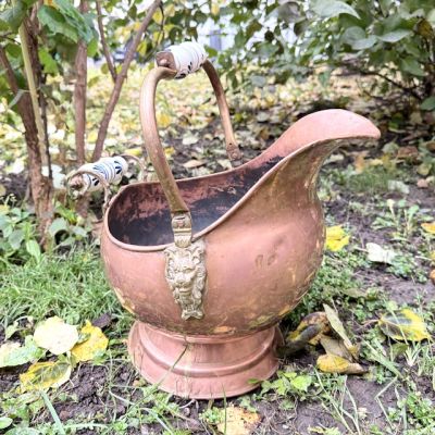  Зольник с фаянсовыми ручками 42 см  Голландия медь латунь 