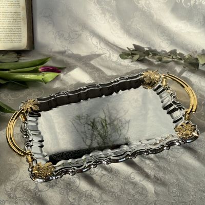 Поднос с ручками 47х34 см хромированная сталь