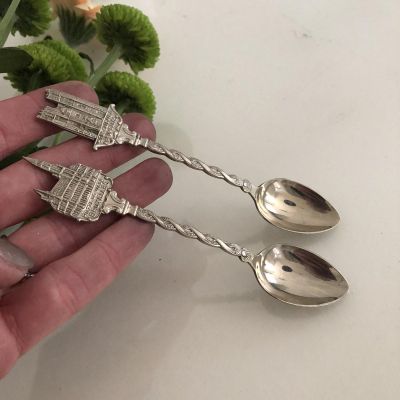 Ложка чайная Собор и Ратуша, мельхиор, набор 2 шт.