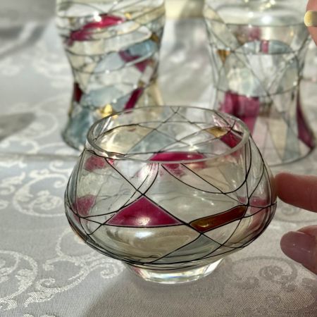 Сахарница 9 см стекло витраж Румыния