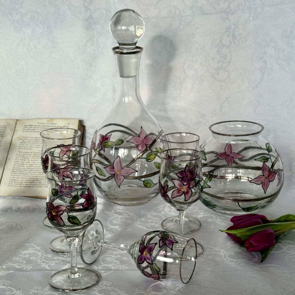 Сахарница 9 см стекло витраж Румыния