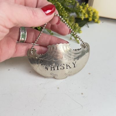 Лейбл этикетка для декантера Whisky 8 см серебрение 