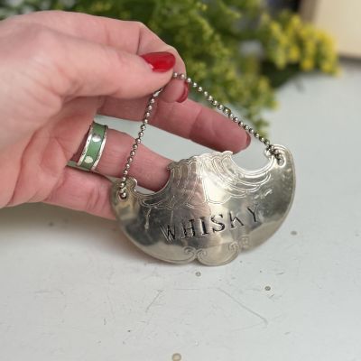 Лейбл этикетка для декантера Whisky 8 см серебрение 