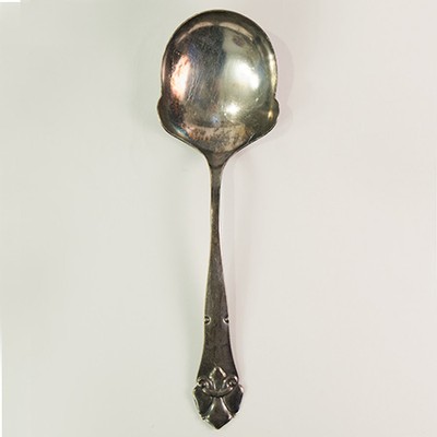 Ложка для салата с цветочной ручкой, мельхиор