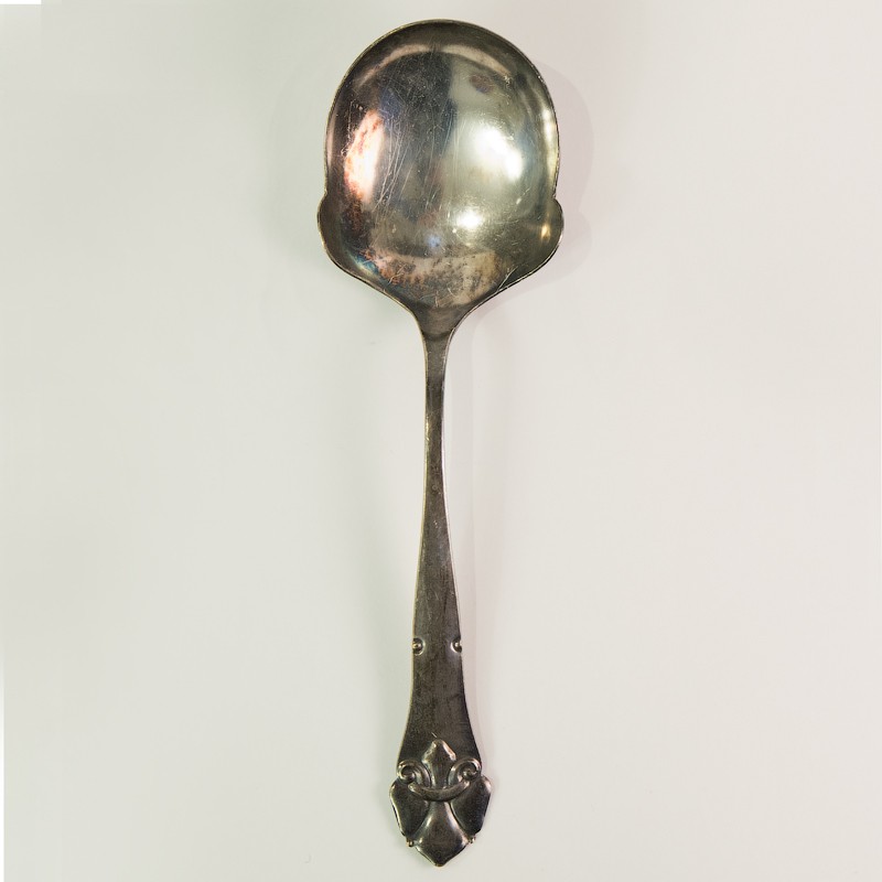 Ложка для салата с цветочной ручкой, мельхиор