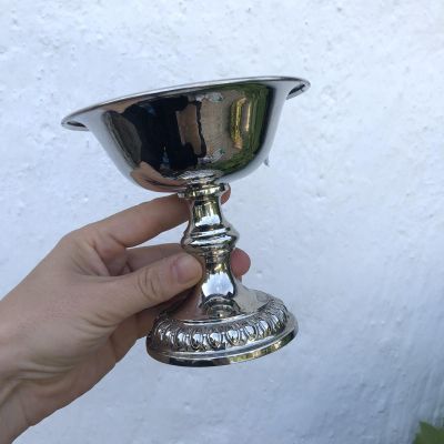 Ваза сахарница на ножке мельхиор 13 см