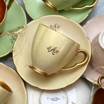 Кофейная пара желтая, золотая изнутри Carlton Ware, Англия