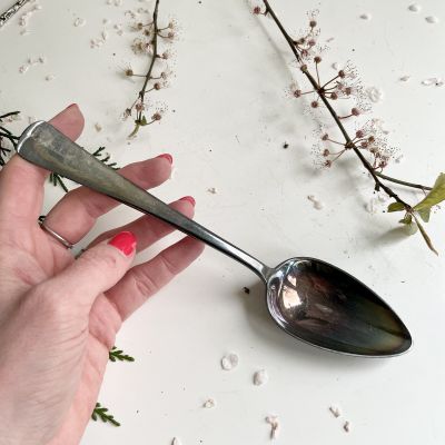 Ложка столовая 21 см мельхиор патина