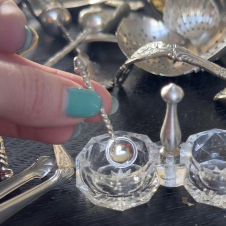 Ложка для соли 5 см серебро