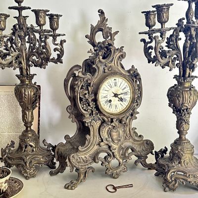 Часы каминные Людовик XV 50 см бронза Франция 