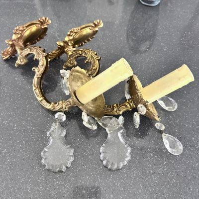 Бра настенное на 1 лампу 18 см бронза хрусталь Франция    