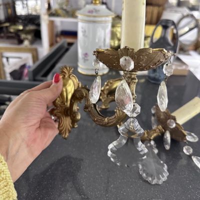 Бра настенное на 1 лампу 18 см бронза хрусталь Франция    