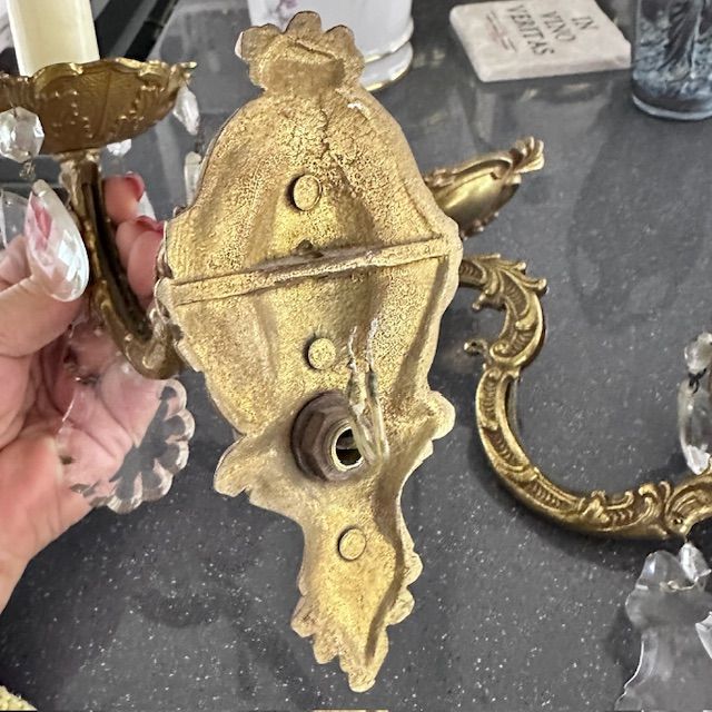 Бра настенное на 1 лампу 18 см бронза хрусталь Франция