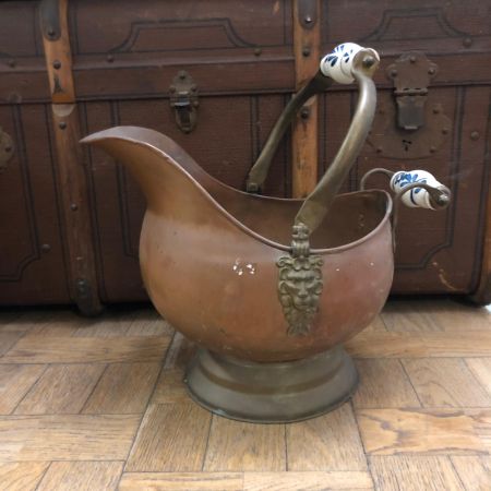 Зольник 5л Медь с декором Львы и с керамическими ручками